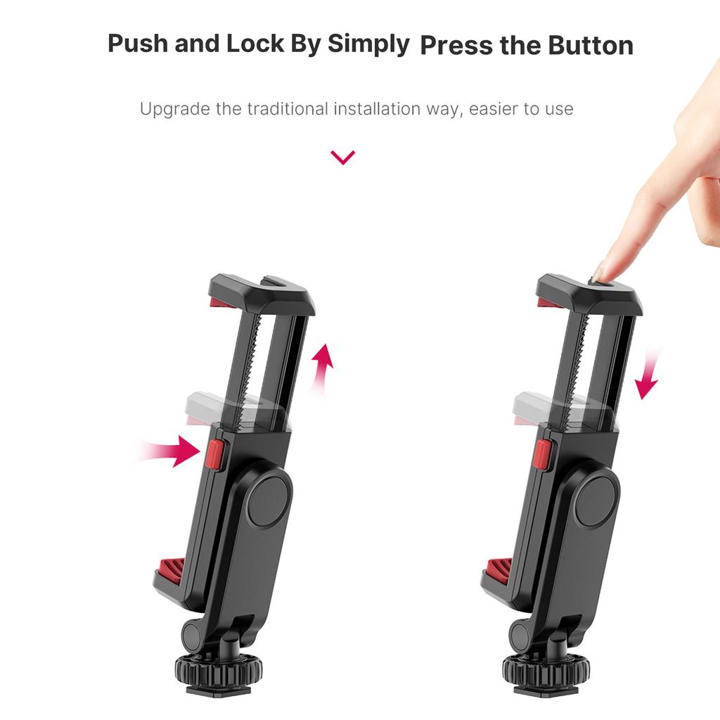 Multi functional Phone Holder Clamp Phone Tripod Mount 360 degrees Rotatable with Dual Cold Shoe Mounts for Smartphone