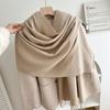 Classic Solid Tassel Scarf Men Women Fall Winter Imitation Cashmere Thick Versatile Shawl Causal Wrap Warm Muffler Male Female