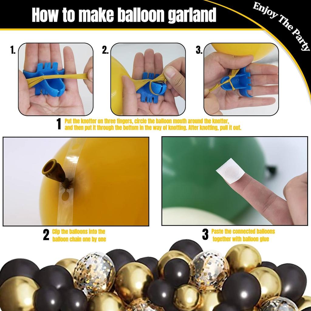 113PCS Black and Gold Latex Balloon Set Suitable for Birthday Parties, Weddings, Valentine's Day Party Decorations
