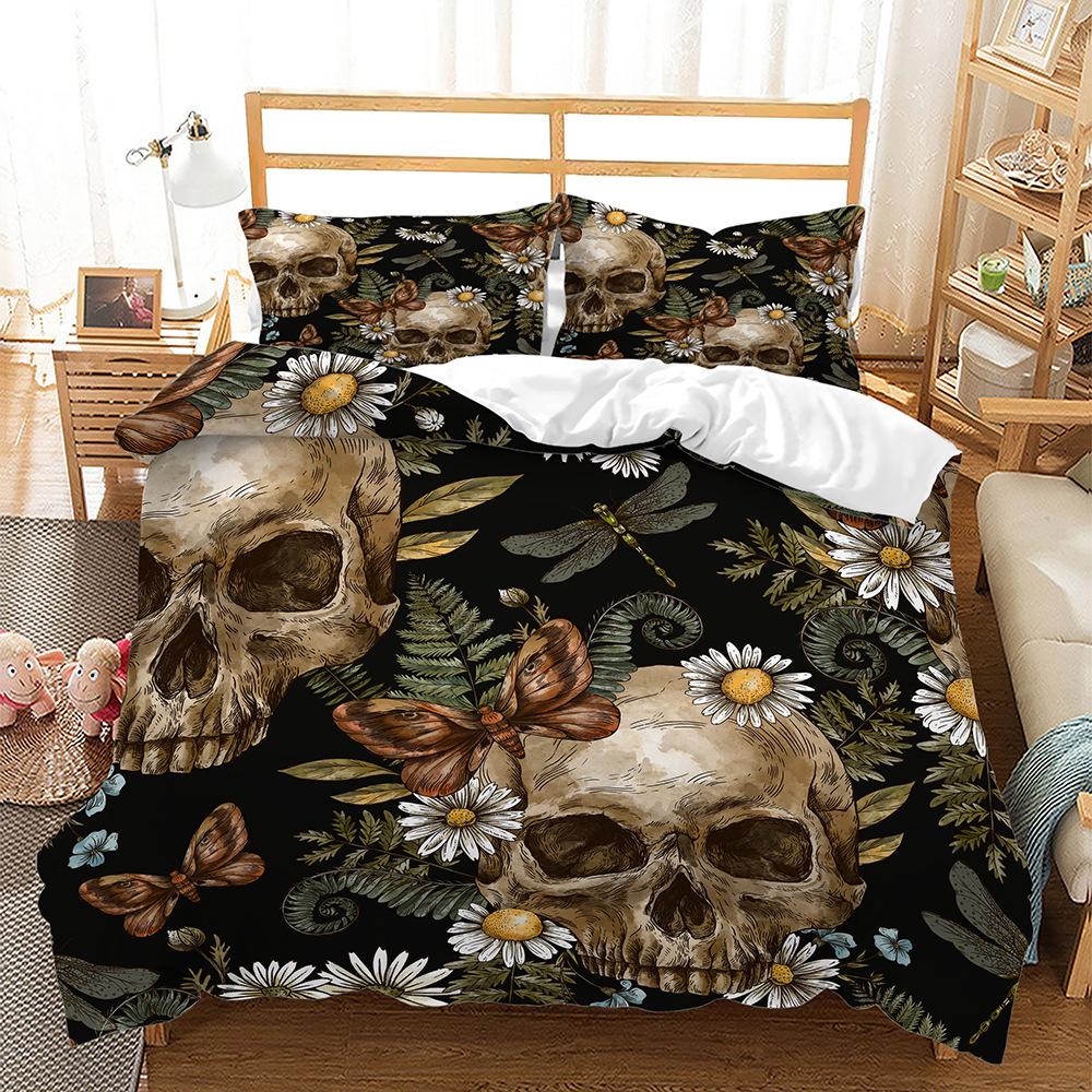 Three-Piece Skull Halloween Bedding Quilt Cover Digital Printing Kit