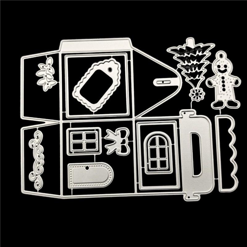 Julklappsask Metall Skärmdödsstenciler Stencil För DIY Scrapbooking Fotoalbum Prägling Papperskort Hantverk Diecuts