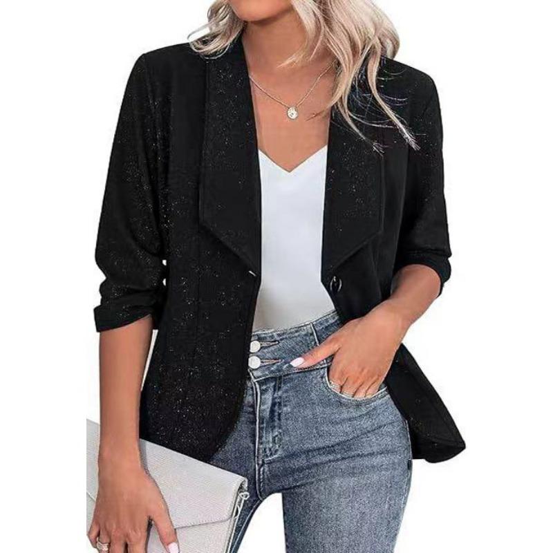 Elegant Plus Size Long Sleeve Turn Down Collar Slim Fit Casual Blazer