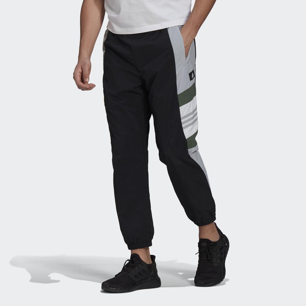 Adidas Snap-Button Colorblock Track Pants Men Bottoms Black GU1742