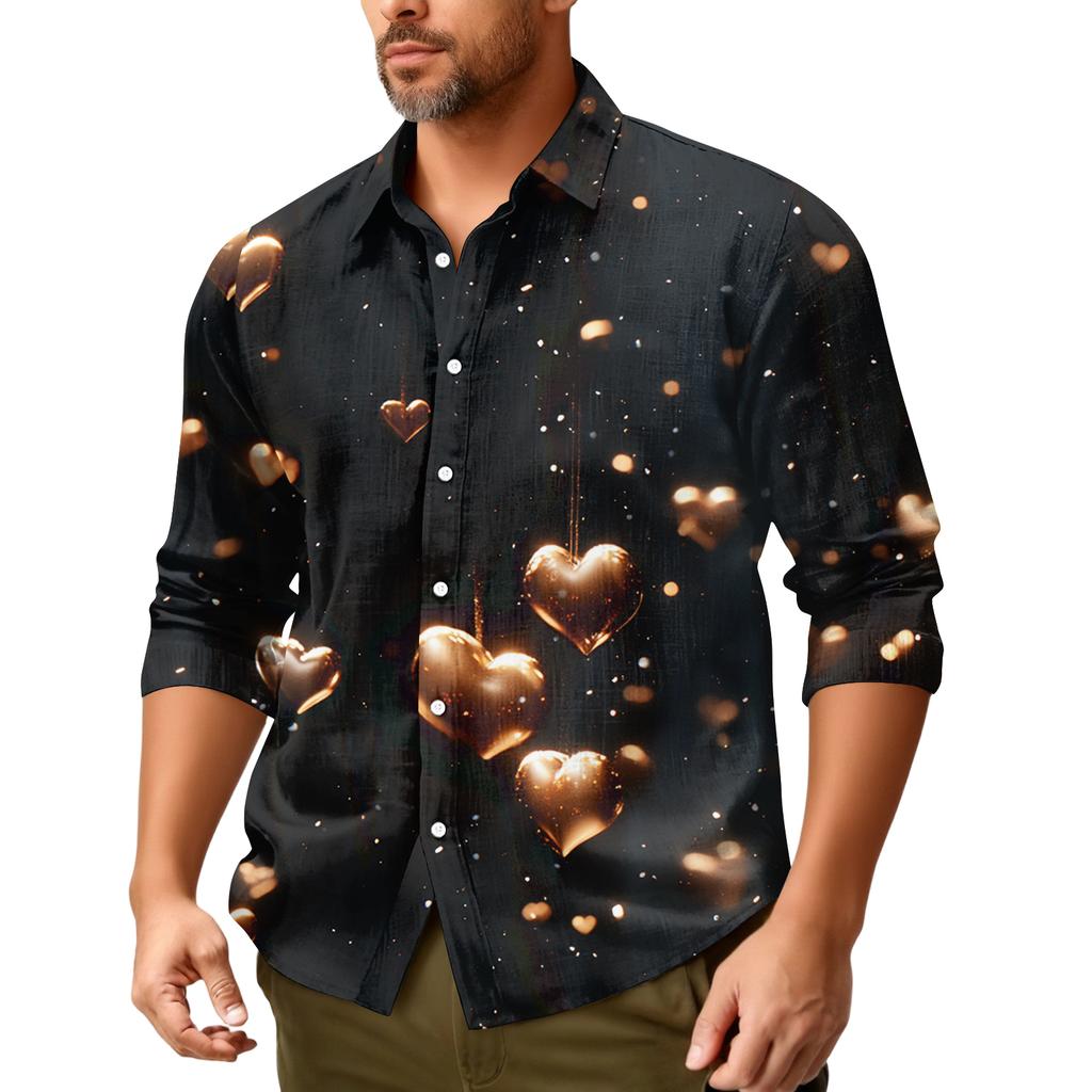 Men'S Casual Loose Fitting Long Sleeved Shirt Fashionable Lapel Shirt Top