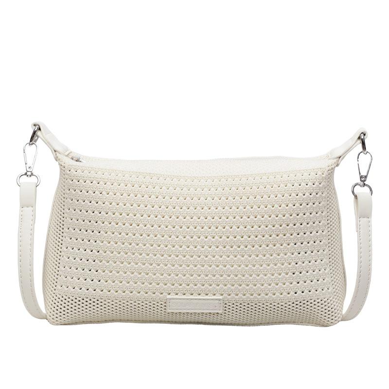 

2025 New Fashion Handmade Knitted Women Beach Shoulder Bag Casual Versatile Boho Chic Handbag Retro Square Crossbody Purse бежевый