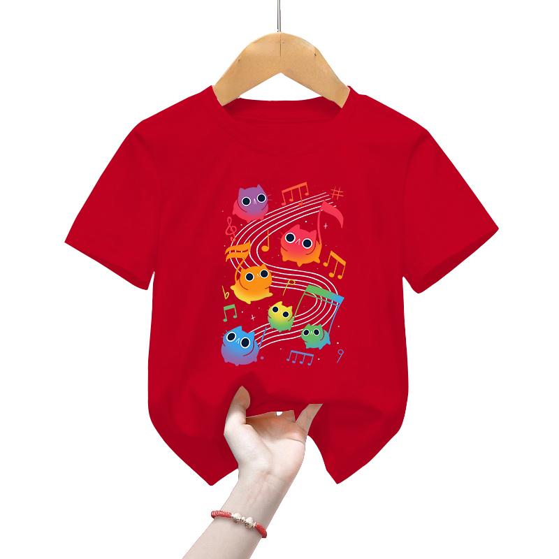 

Детские футболки Meowlody с героями мультфильмов, радужная музыкальная футболка с принтом кота для девочек и мальчиков, От 2 до 13 лет, детская одежда с короткими рукавами с мультяшным животным котом 6T(130cm) красный