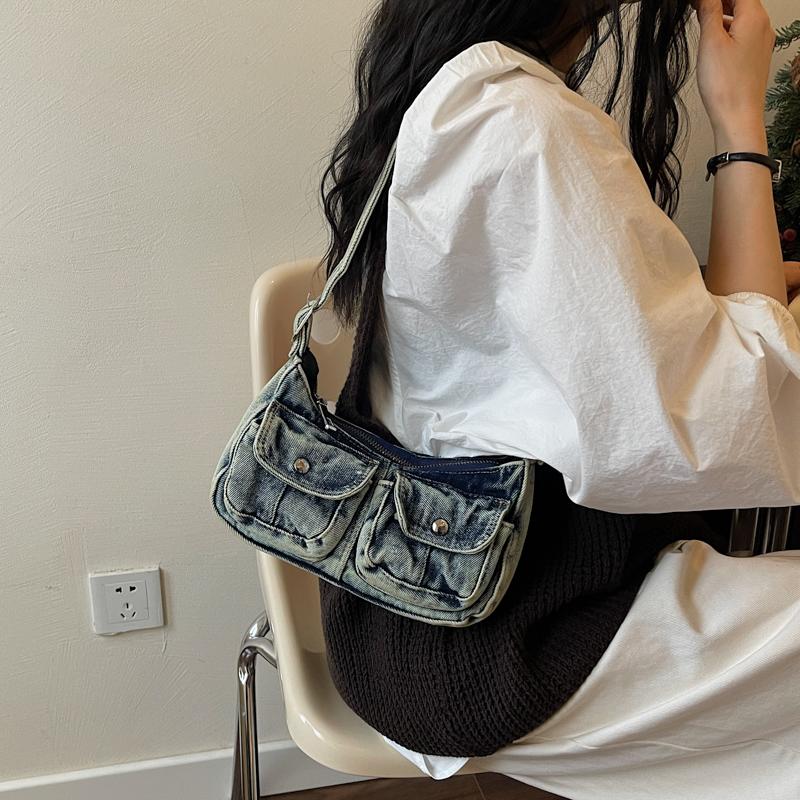 Vintage Denim Underarm Bag Women's Shoulder Bag