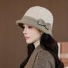 New Woolen Top Hat Bucket Hat Women's Retro Bow Fisherman Hat Autumn and Winter Elegant Basin Hat