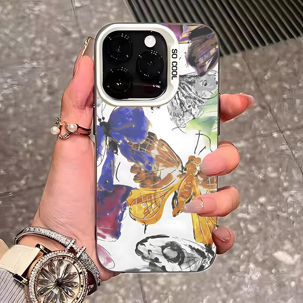 Exquisite Butterfly Pattern Phone Case For IPhone 17 Pro Max 16 Pro Max 15 14 13 11 12 Mini Xs X Xr 7 8 Plus Se Color Silver Cov