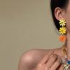Bohemian Colorful Flower Raffia Woven Earrings Light Luxury High-end Fringed Earrings Jewelry