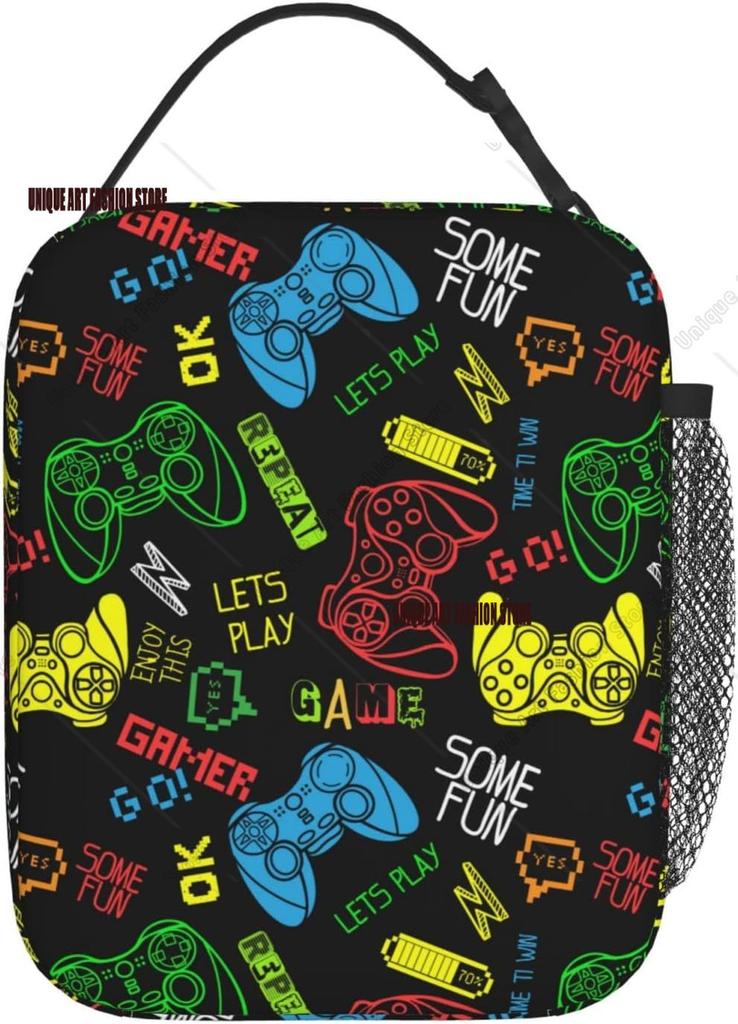 Game Game Style Insulated Lunch Box Portable Lunch Bag Reusable Cooler Tote for Office Work Travel Picnic Camping
