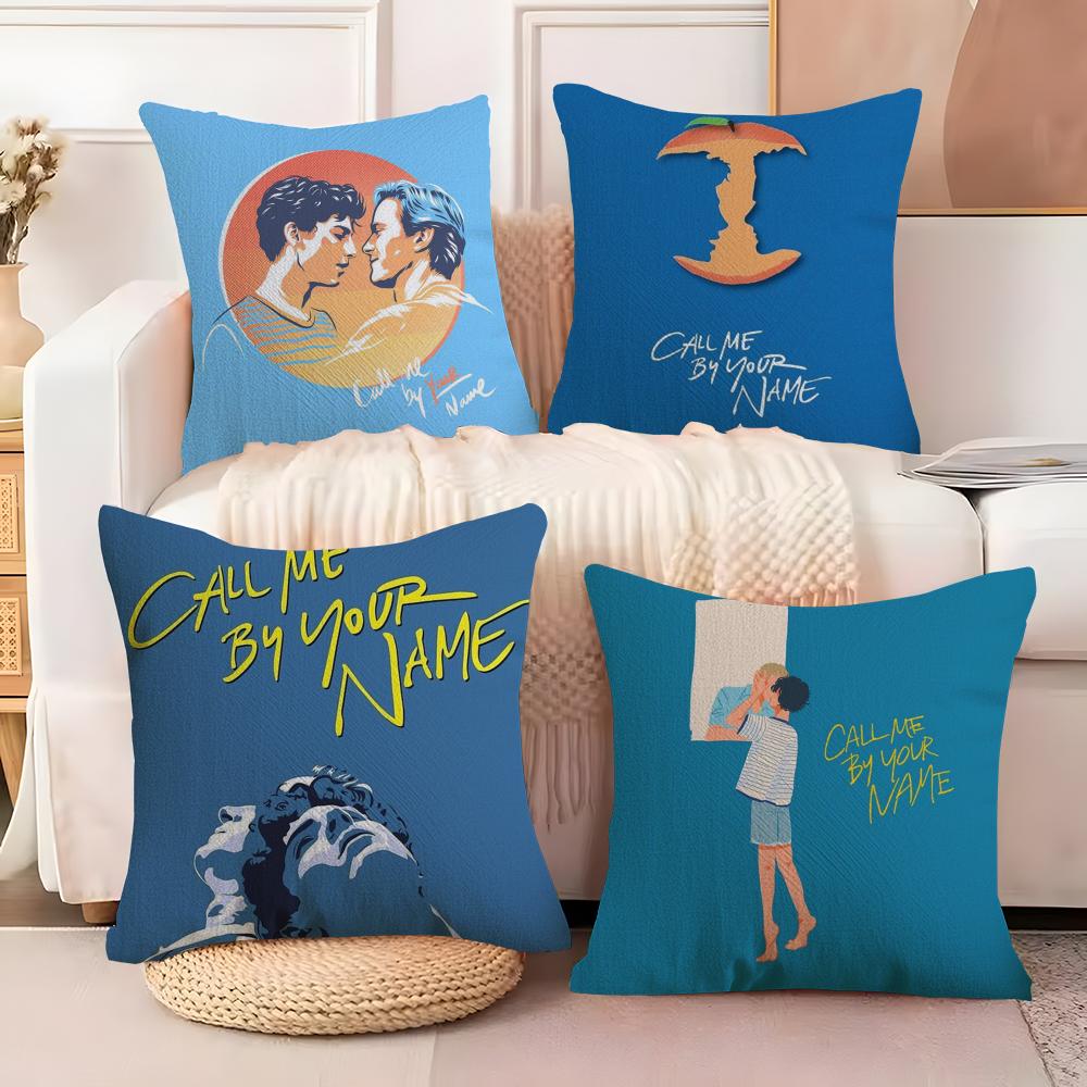 C-Call Me by Your Name Cushion Cover Soft Plush Fabric Double-Sided Printed Sofa Cushion Cover for All Seasons Home Decor Gift