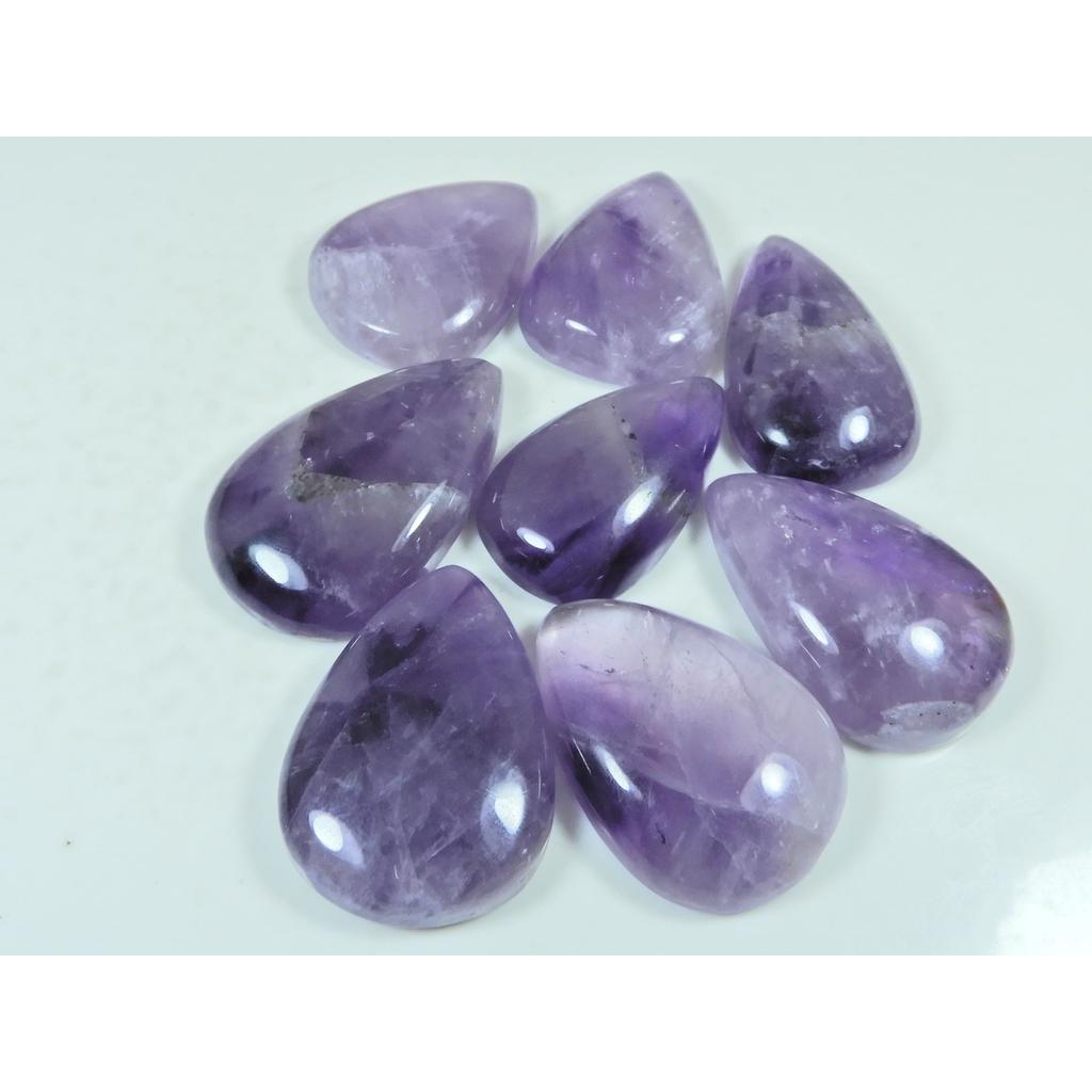 430Cts. Natural Amethyst Lace Agate Pear Cabochon Loose Gemstone 08 Pcs Lot C-3939