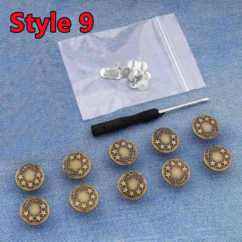 10 PEZZI Bottoni per Jeans di Ricambio 17mm Senza Cucitura Bottone in Metallo Kit di Riparazione Bottoni per Jeans Rimovibili Senza Chiodi Set Accessori da Cucito