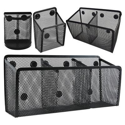Magnetic Pencil Holder Home Mesh Basket Mesh Pen Case Desktop Container for Desktop Kitchen Refrigerator Blackboard Pen Basket