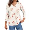 Women's Tops Three-quarter Sleeve Shirt V-neck Loose Casual Shirt Floral Printed T-shirt