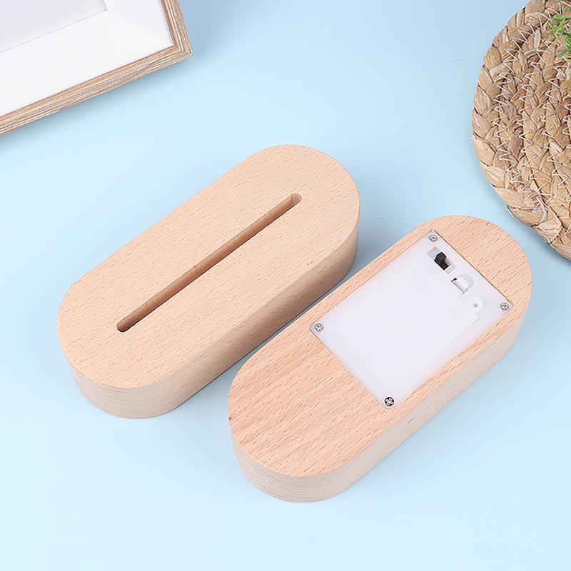 AAA Batteriebetriebener LED-Lichtständer mit Holzsockel für Acryl-Nachtlampe, Kunst, DIY-Holzlichtständer