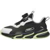Kids Synthetic Leather Trendy Versatile Lightweight Shock Absorbing Low Top Running Shoes Kids Sneaker Black White Green A12439919N-1