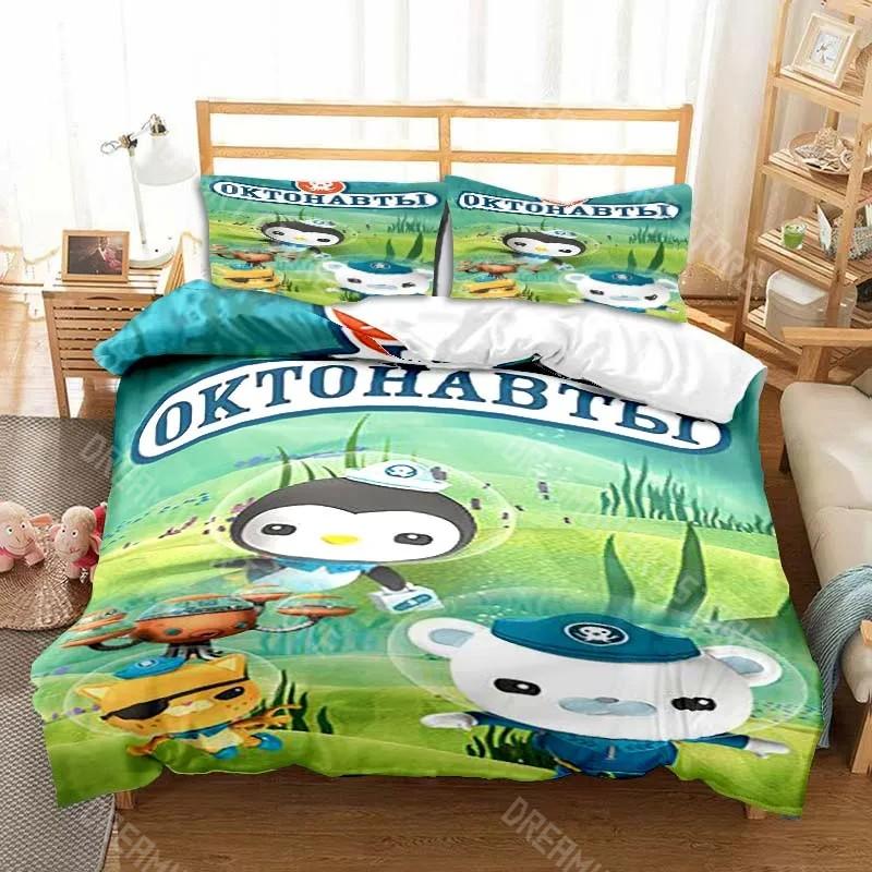 3D Tištěné Povlečení s Kreslenými Postavičkami Octonauts pro Kluky Dívky Povlak na Peřinu Povlak na Polštář Jednolůžko Manželská Postel Královská Velikost Plná Velikost Jednoduchá Dvojitá Velikosti