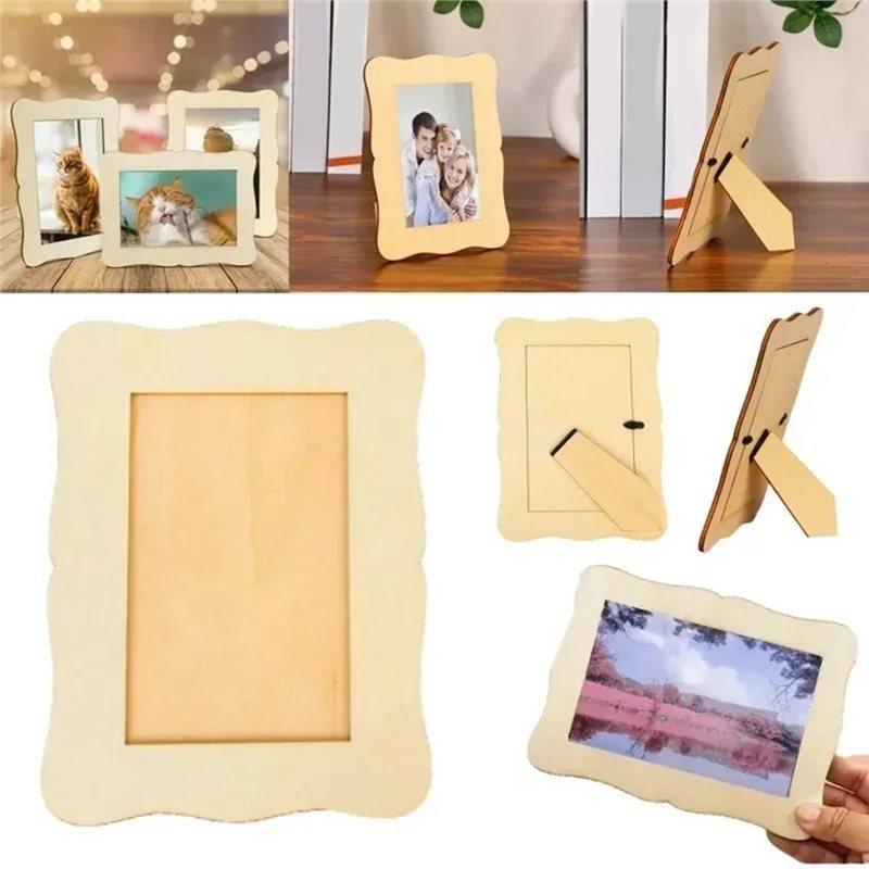 A25F-20PCS Wooden Blank Frames DIY Craft Kit Hand Painted Tabletop Display Bulk Wedding Home Decor Accents