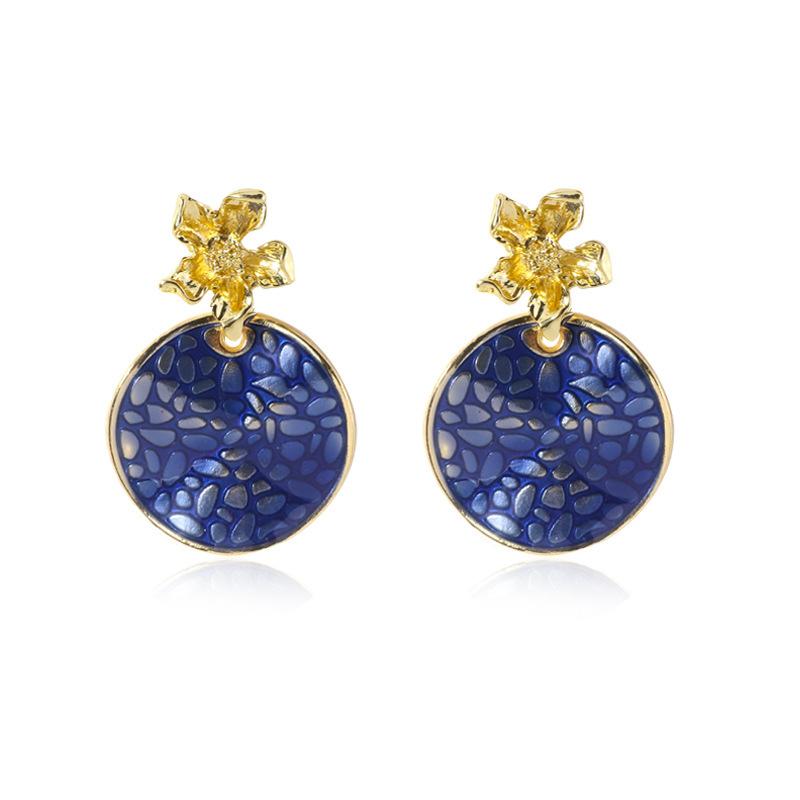 European Stylish American Metal Flower Earrings For Women Multiple Colors