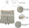 3Pcs Wall Hanging Storage Caddy Bags, Wall Hanging Organizer Bag With Hooks, Linen Cotton Fabric Hanging Wall Door Organizer