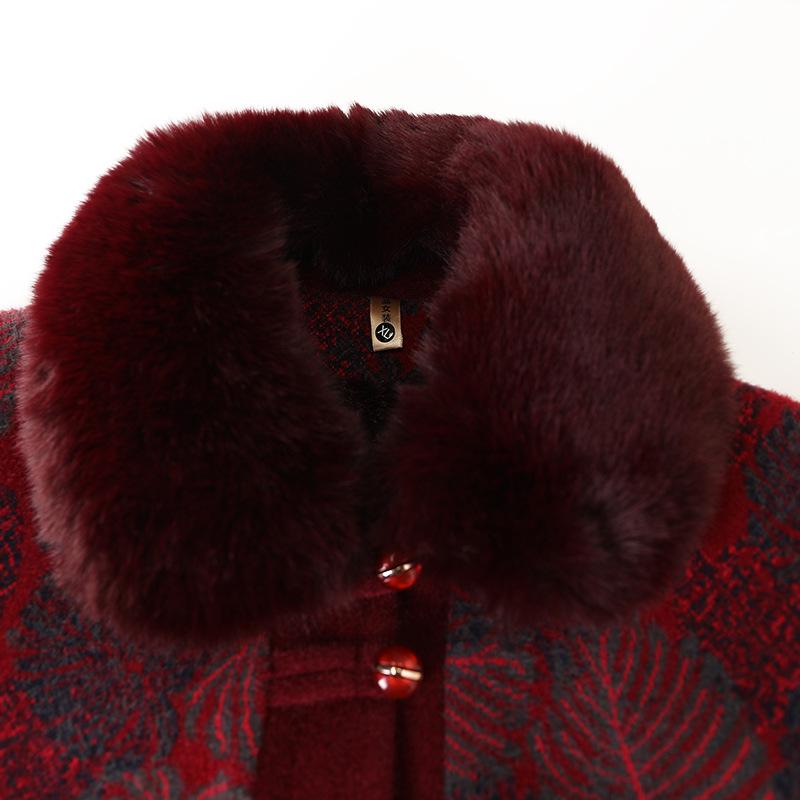 Elegant Fleece-Lined Wool Coat for Middle-Aged & Elderly Women - Cozy, Thickened Winter Jacket for Moms