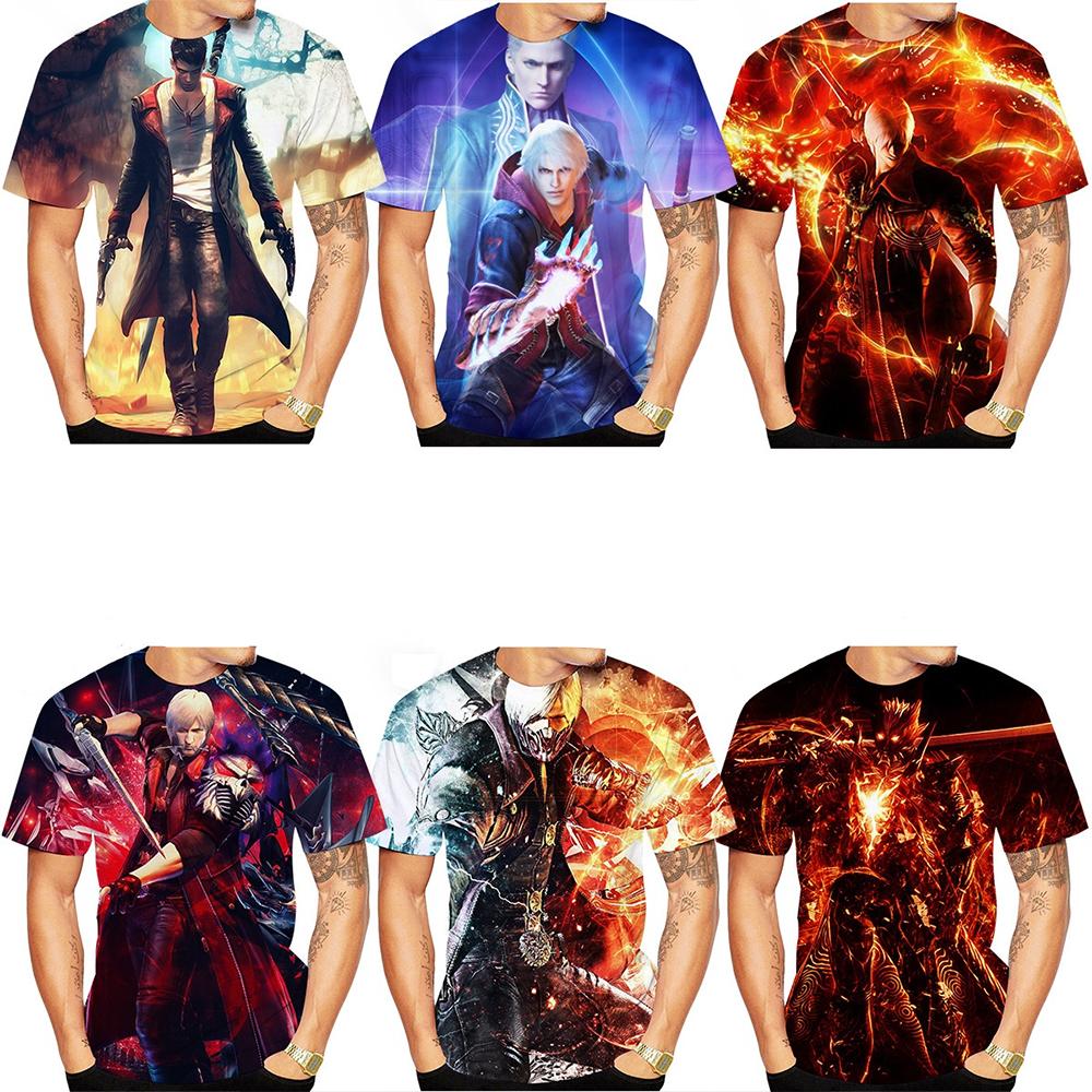 Summer Round Neck 3D Devil May Cry Print Top Fashionable Casual Short Sleeved Men's T-shirts