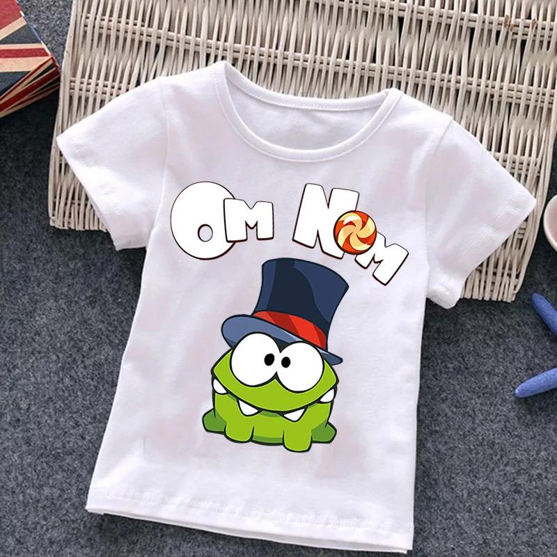 Funny Baby Girl Boy Cartoon Game Cut The Rope T-Shirt Children Frog Short Sleeve Top Tees Kids