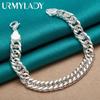 925 Sterling Silver 10mm Side Chain Bracelet For Men Women Fashion Wedding Party Charm Jewelry