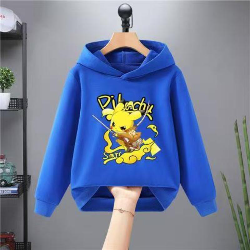 Jungen Freizeit-Hoodie Herbst Winter Modisch Kreativ Niedlich Cartoon Pikachu Warmer Bequemer Hoodie