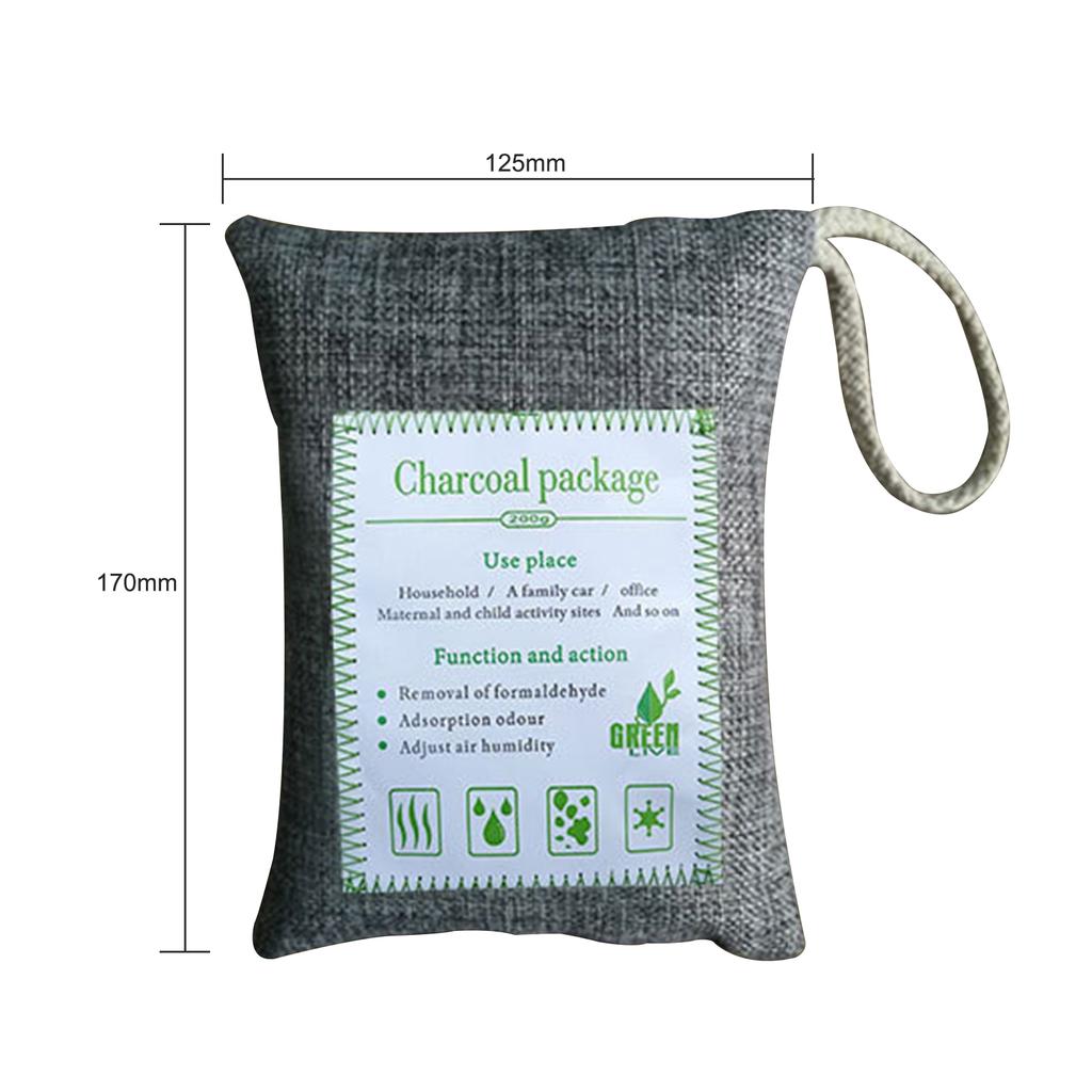 Air Purifying Bag Odor Eliminator Color Changing Indication Activated Bamboo Charcoal Remove Harmful Odorous Gases for New House Car Furniture Grey