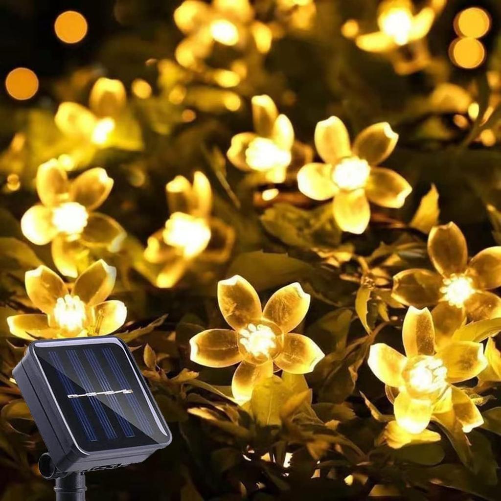 LED Solar String Lights Cherry Blossom Garland Lights Outdoor Solar Garden Patio Decor Lights Christmas Wedding Party Decoration