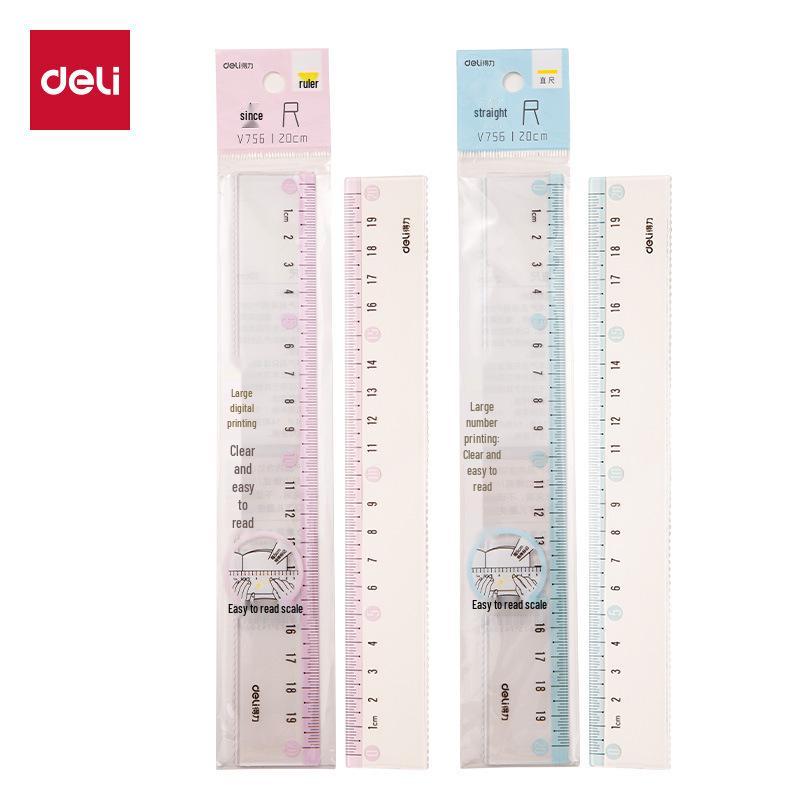 Deli V755 V756 Fashion Color Series Plastic Ruler Student Stationery Drawing Scale Tool V755 Mix