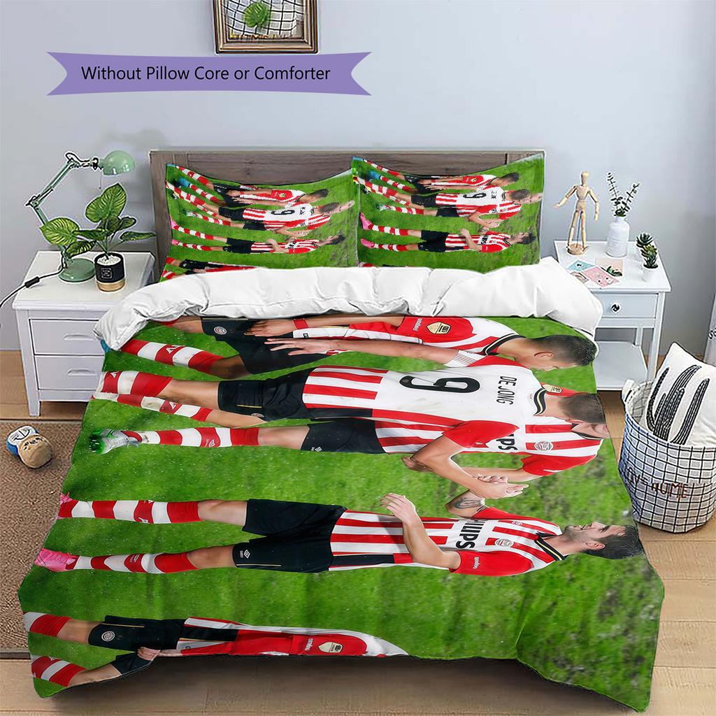 PSV Eindhoven Player Pattern Bedding Home Decoration Birthday Gift ( 1 duvet cover + 2 pillowcase, without core),fan merchandise.