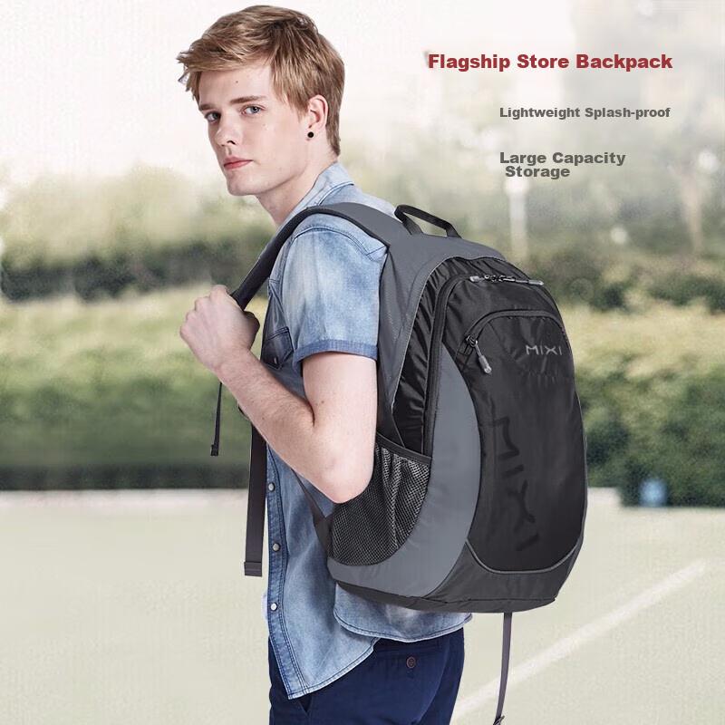 Mixi Lightweight Casual Sports Backpack for Women, Large Capacity Travel Backpack for Men, 14-Inch Laptop Bag for Men, Black And Gray, 1805