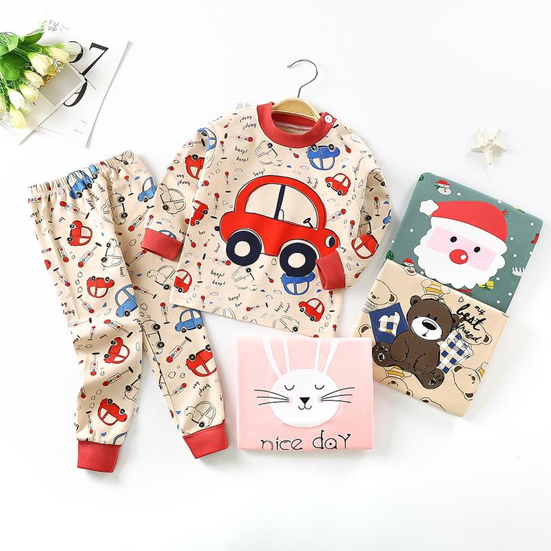 Winter Kids Long Sleeve O Neck T Shirt Pants Set Casual Baggy 2pcs Suit Cotton Cartoon Printes Outfit