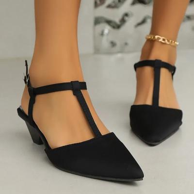 Fashion 2024 Hot Sale Women's Shoes Ankle Strap Women's Sandals Autumn Pointed Toe Buckle Solid Outdoor Casual Large Size Sandals