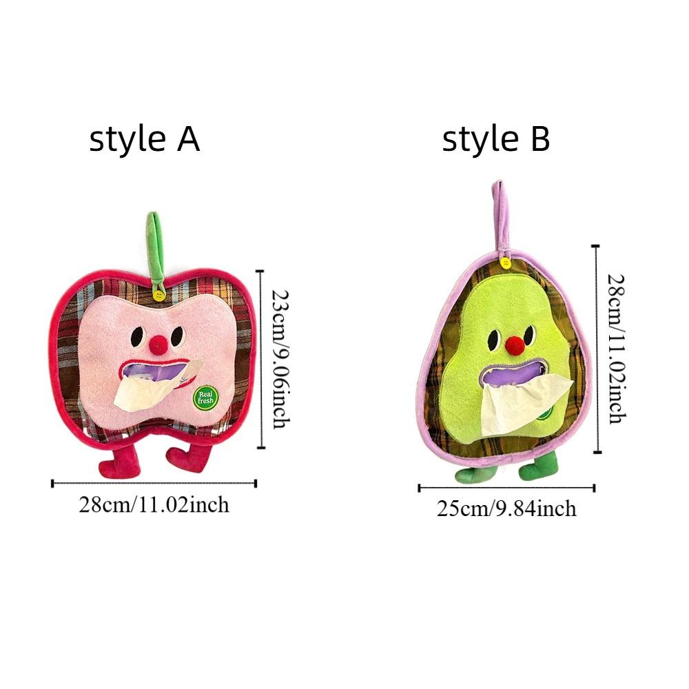 Plush Car Storage Bag Cartoon Hanging Tissue Bag Multi-Purpose Fruit Shape Tissue Box  Travel