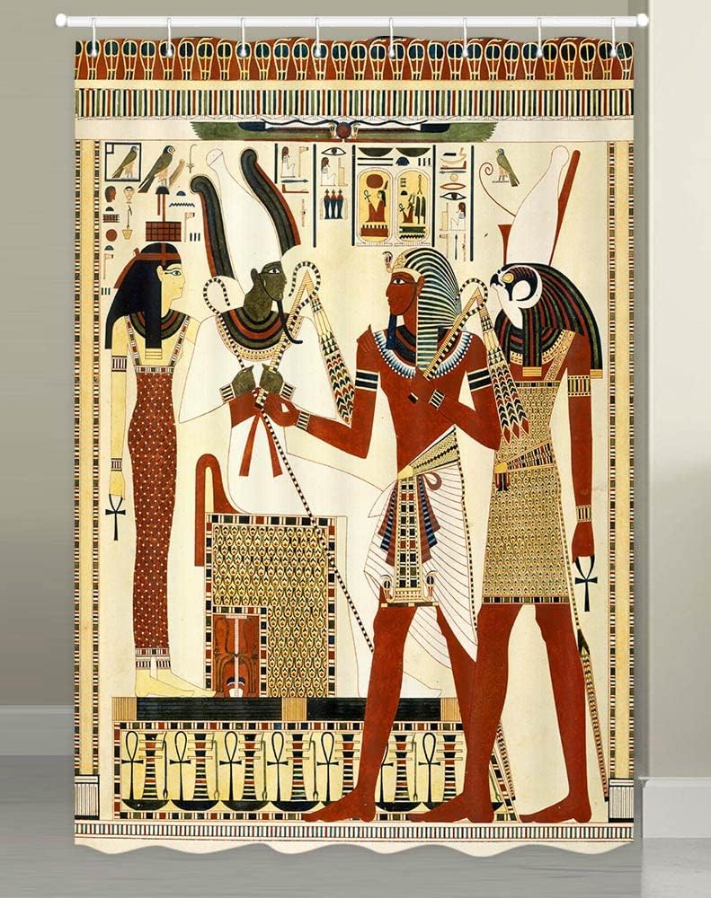 Египетская шторка для душа в ванную комнату, Цивилизация Древнего Египта Фараон Король Иероглифы Африканская Винтажная Старая Культура Ванная комната 90x180CM