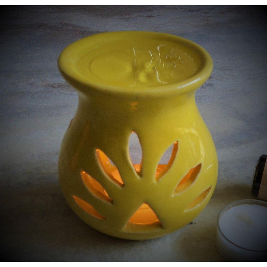 Ceramic Oil Burner Aroma Diffuser (Black & Yellow) -Set of 2