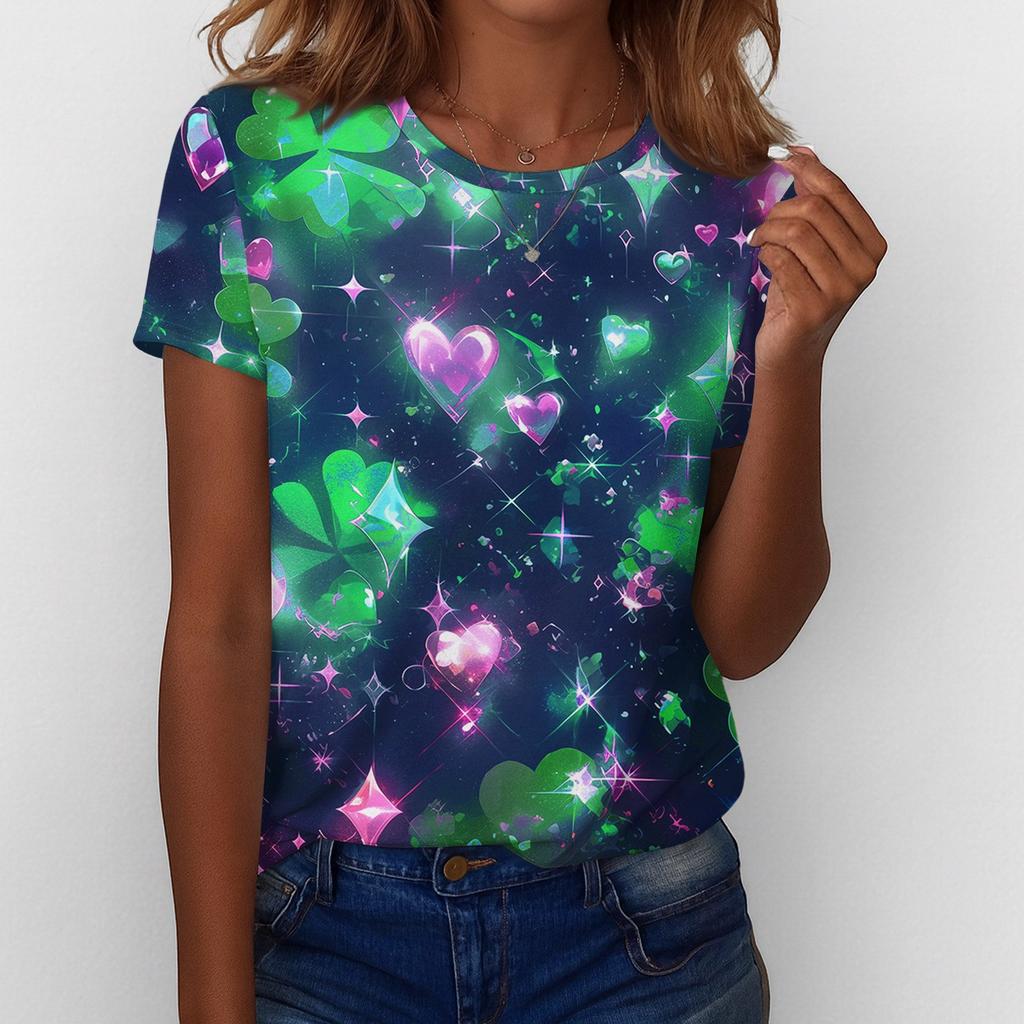 Women's T Shirt Tee Print Short Sleeve Daily Weekend Fashion Basic Regular Top  St. Patrick's Day