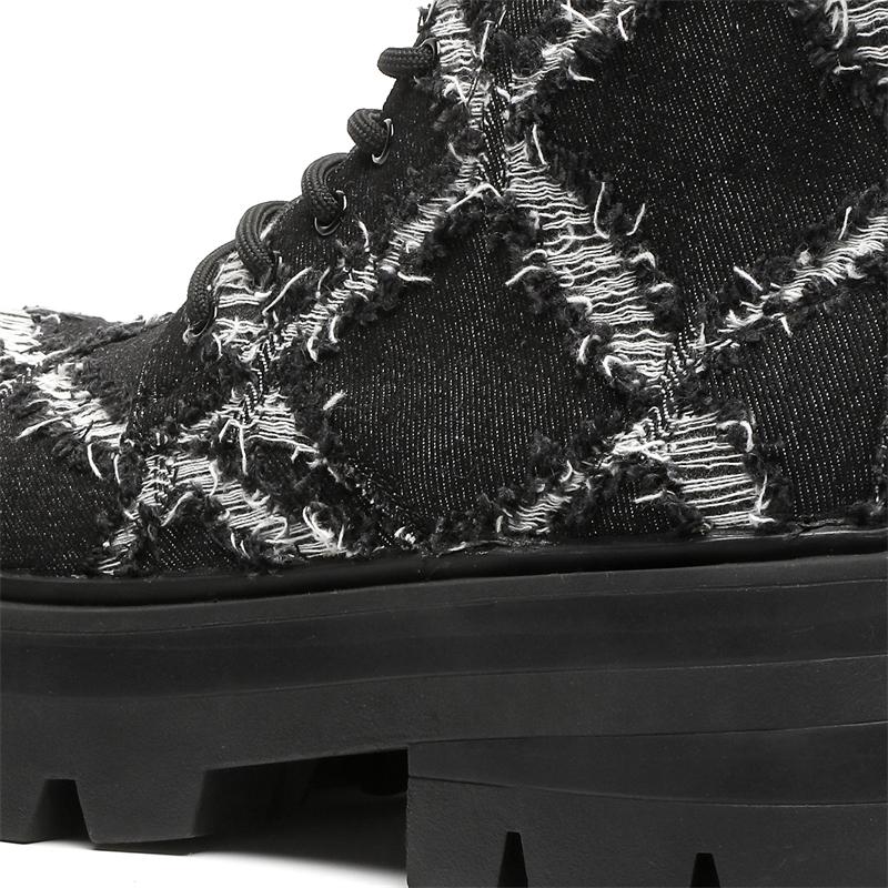 Hight Quality New Street Style Canvas Breathable Ankle Boots For Men's Fashion Teenagers Daily Dress Height Increasing Shoes