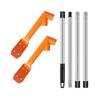 Gutter Cleaning Tool with 1.6 M Reach, 2 Cleaning Heads and 4 Threaded Sections for Routine Home Roof Drain Channel Cleaning Tasks