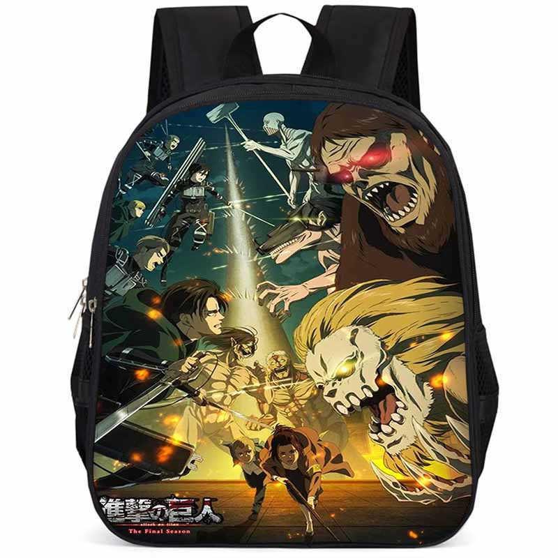 Durable Attack On Titan Backpack For Elementary Students 15 Inch Large Capacity