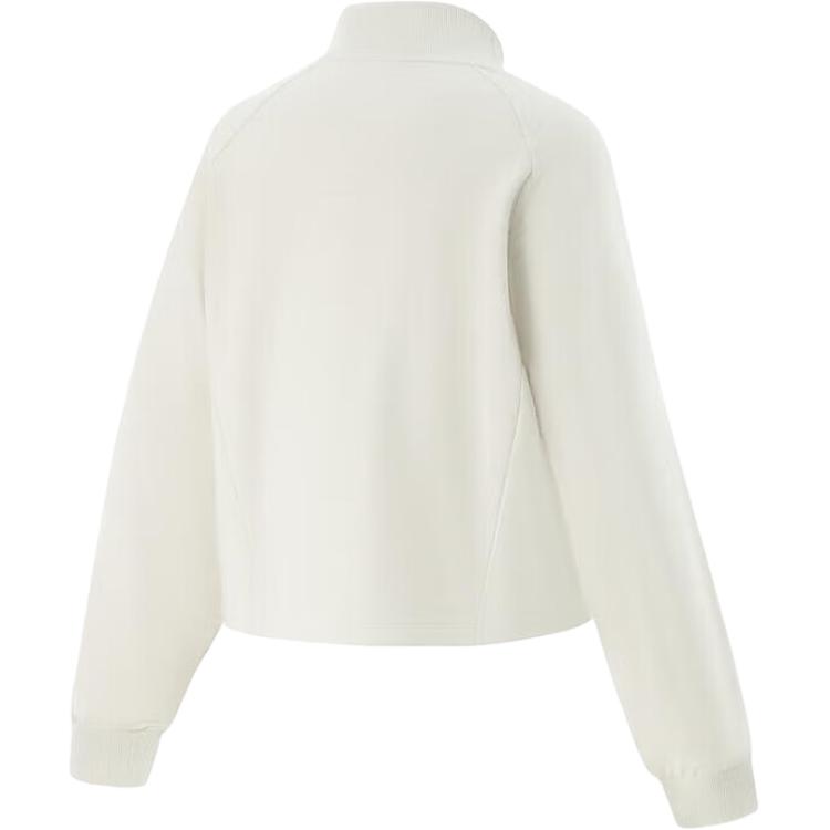 Li Ning Sports Casual Simple Solid Color Stand Collar Sweatshirt Women Sweatshirt Silver-Birch-Gray AWDV432-1