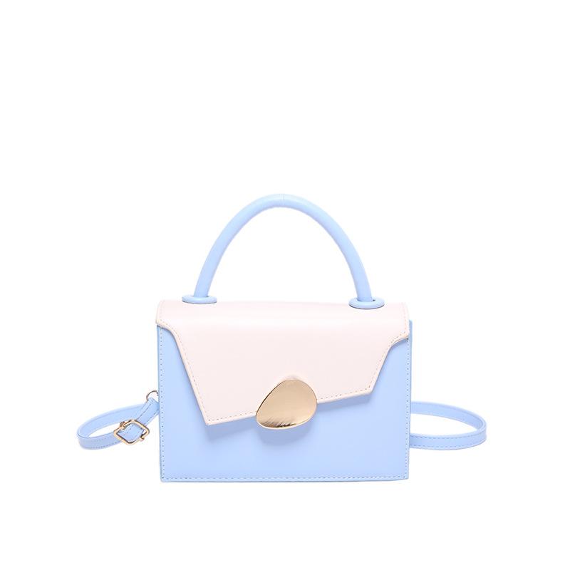 

This year s popular fashion contrasting color splicing handbag 2024 autumn new foreign style shoulder messenger bag small square bag синій
