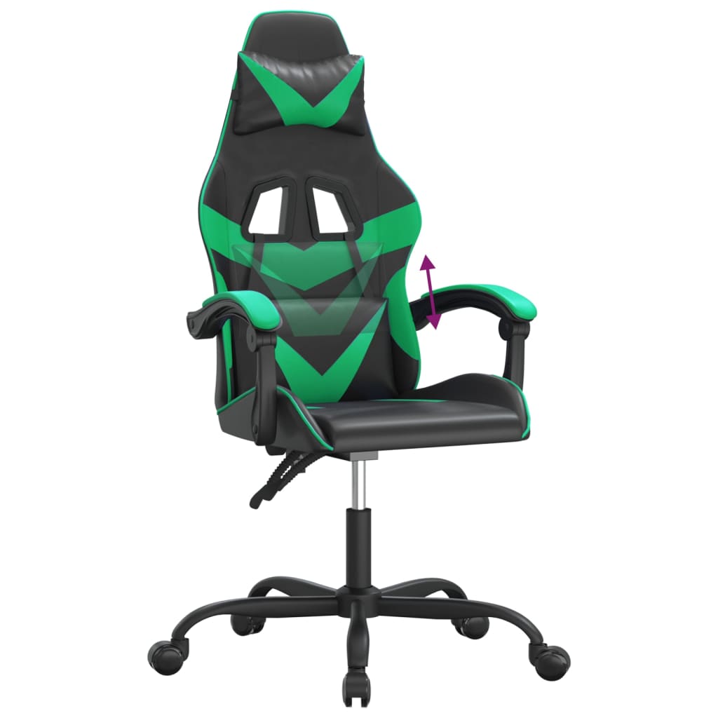 Gaming Chair Black and Green Synthetic Leather