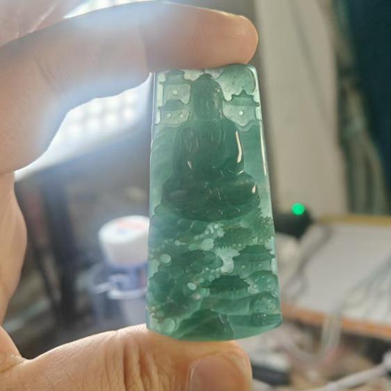 Landscape Dainichi Jade Pendant: A-Grade Natural Carved Jade for Men and Women