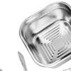 Small Deep Fryer Pot Camping Multifunctional Square Easy Grip Handle Stainless Steel Cooking for